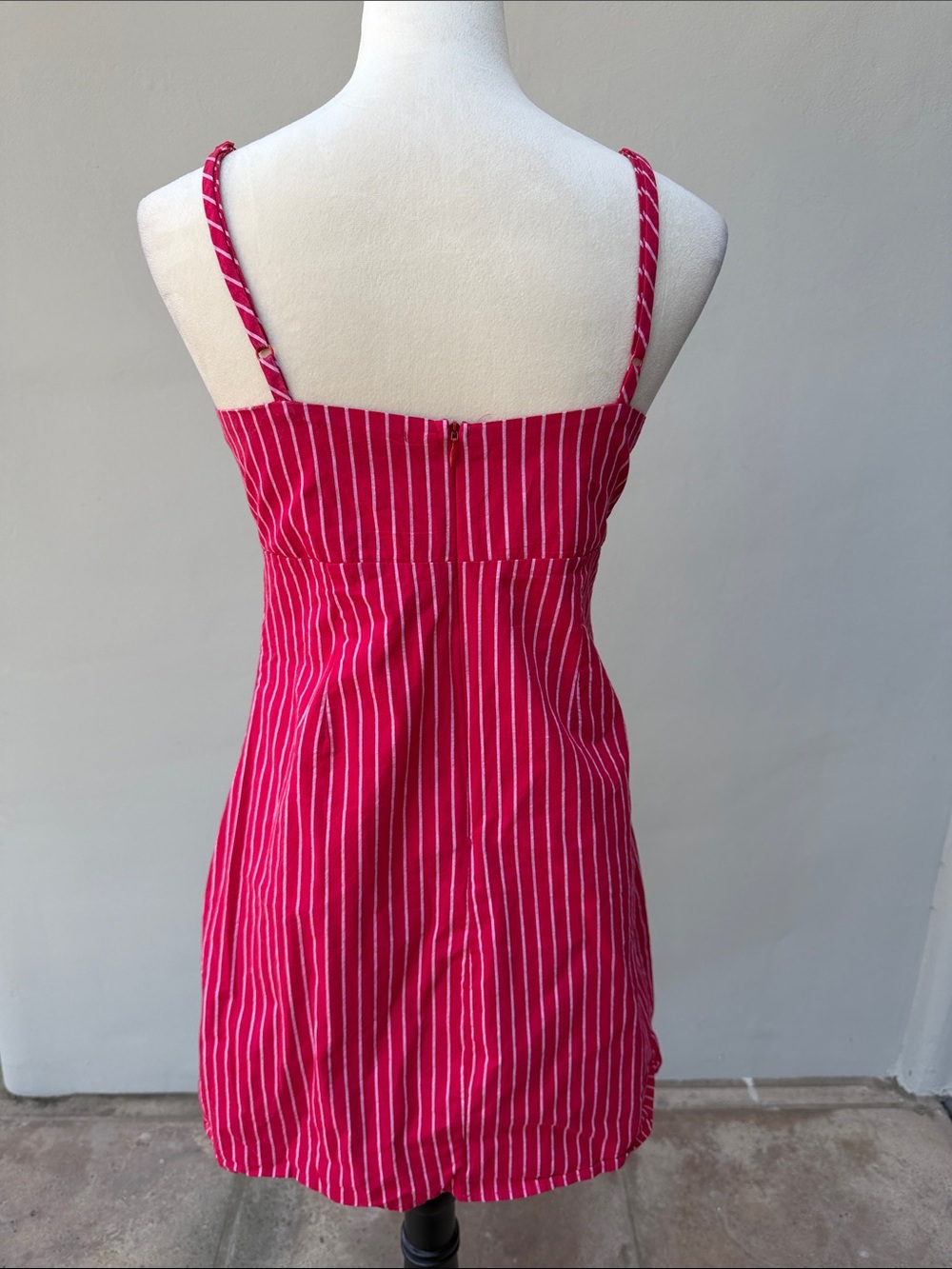 KENDALL & KYLIE Red & White Striped Mini Cotton Dress Juniors Size M - Picture 5 of 12